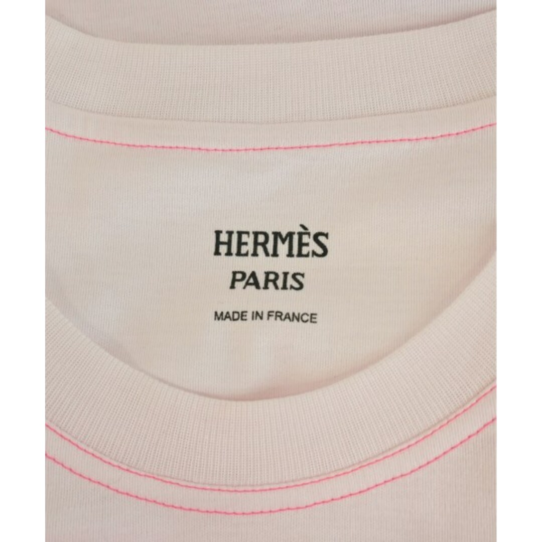 HERMES エルメス Tシャツ・カットソー 36(XS位) 白xピンク