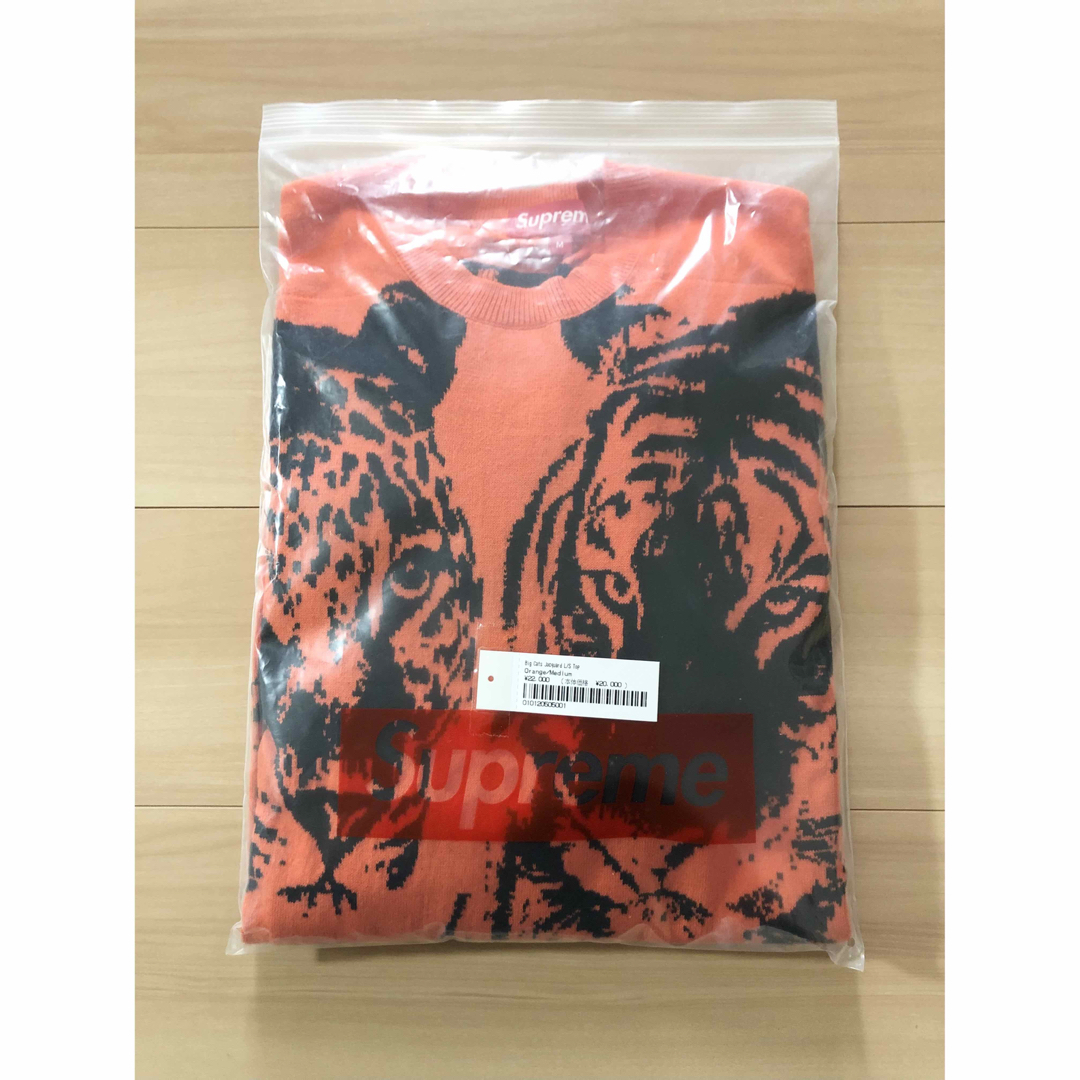 Supreme(シュプリーム)のシュプリーム　Big Cats Jacquard L/S Top　オレンジM メンズのトップス(Tシャツ/カットソー(七分/長袖))の商品写真