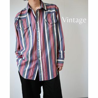 アートヴィンテージ(ART VINTAGE)の【vintage】ミックスカラー マルチ ストライプ ルーズ ウエスタンシャツ(シャツ)