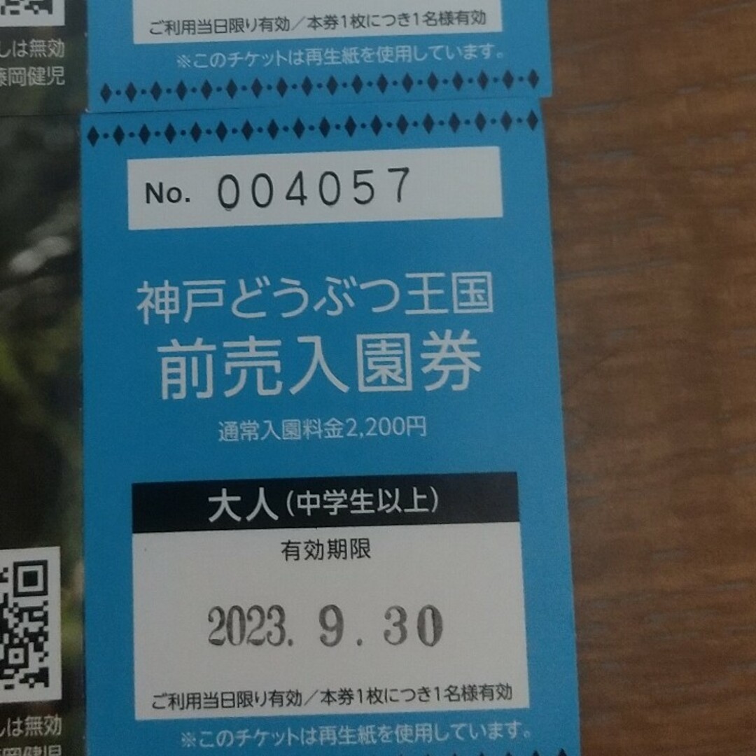 神戸どうぶつ王国 入園券 大人４人分 1