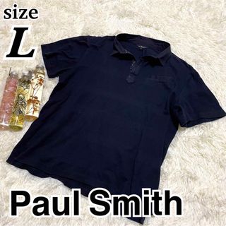 ポールスミス(Paul Smith)の美品　Paul Smith ポロシャツ　黒　L コットン　半袖　ドット(ポロシャツ)