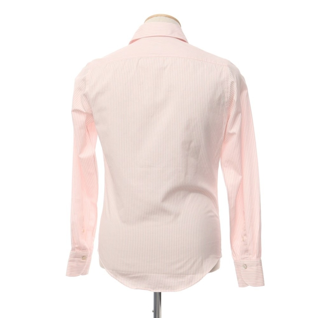 【未使用】フィナモレ Finamore コットン ストライプ ワイドカラー ドレスシャツ ホワイトxレッド【サイズ41】【メンズ】