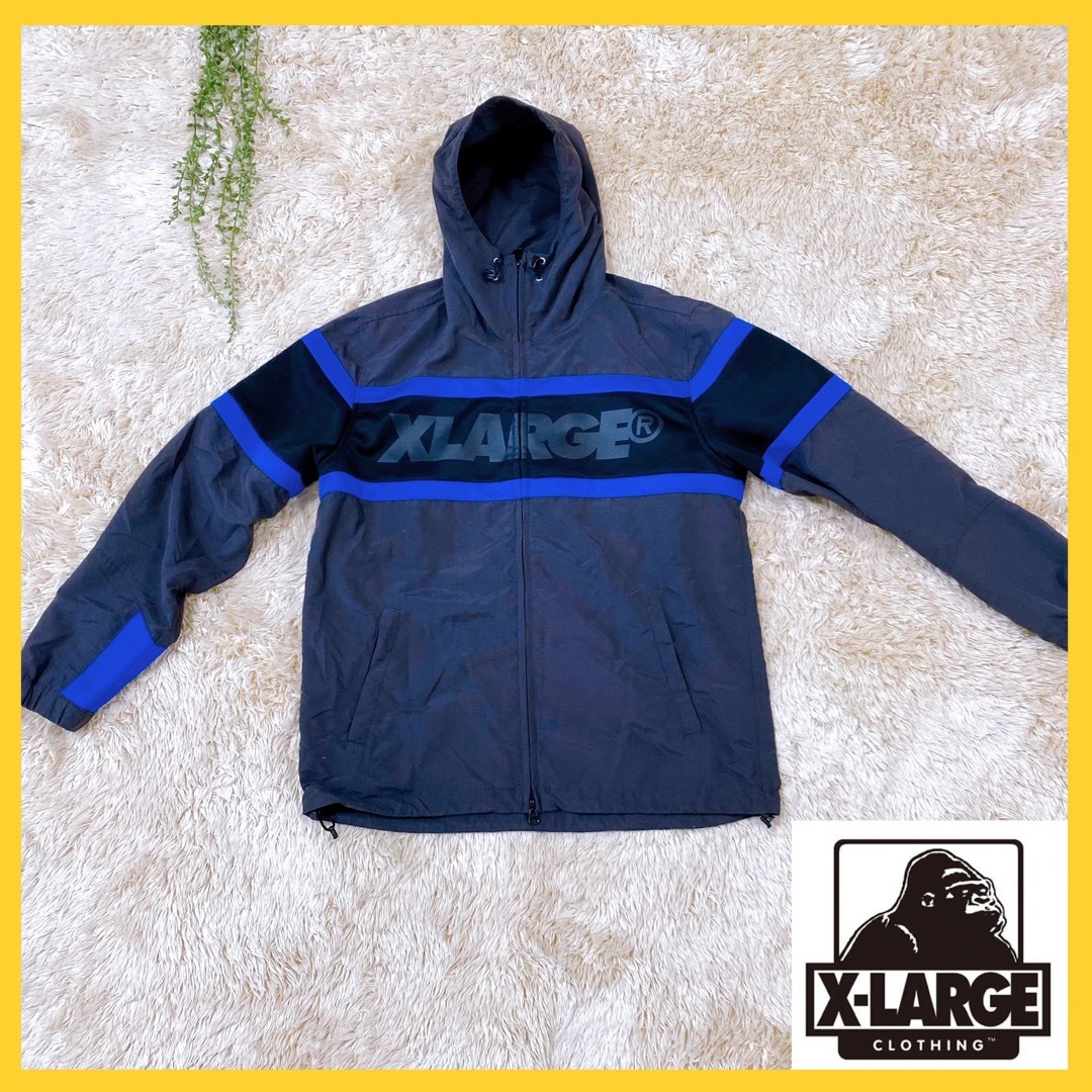 XLARGE(エクストララージ)のXLARGE エクストララージ　ナイロン　ジャンパー　フルジップ　ダークグレー メンズのジャケット/アウター(ナイロンジャケット)の商品写真