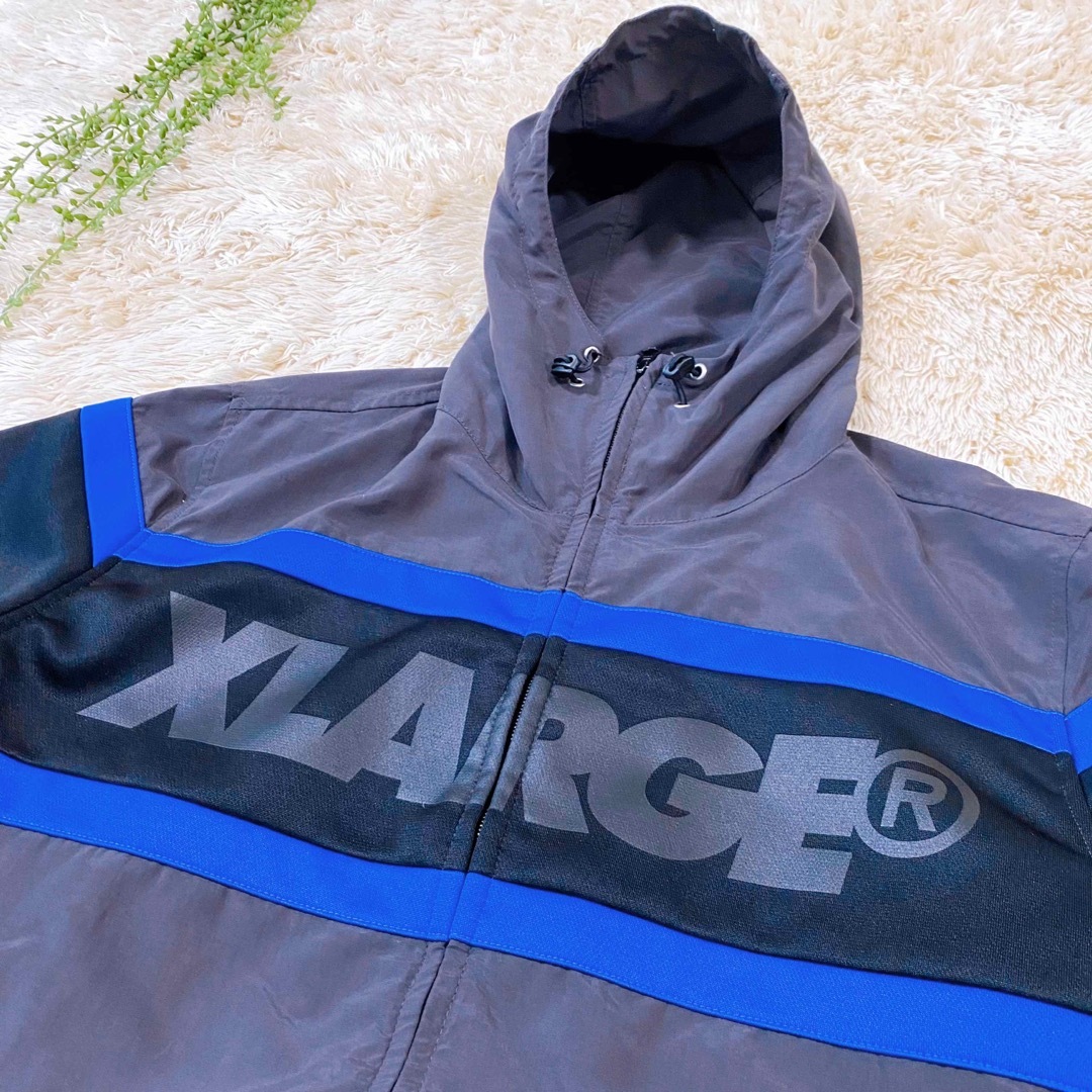 XLARGE(エクストララージ)のXLARGE エクストララージ　ナイロン　ジャンパー　フルジップ　ダークグレー メンズのジャケット/アウター(ナイロンジャケット)の商品写真