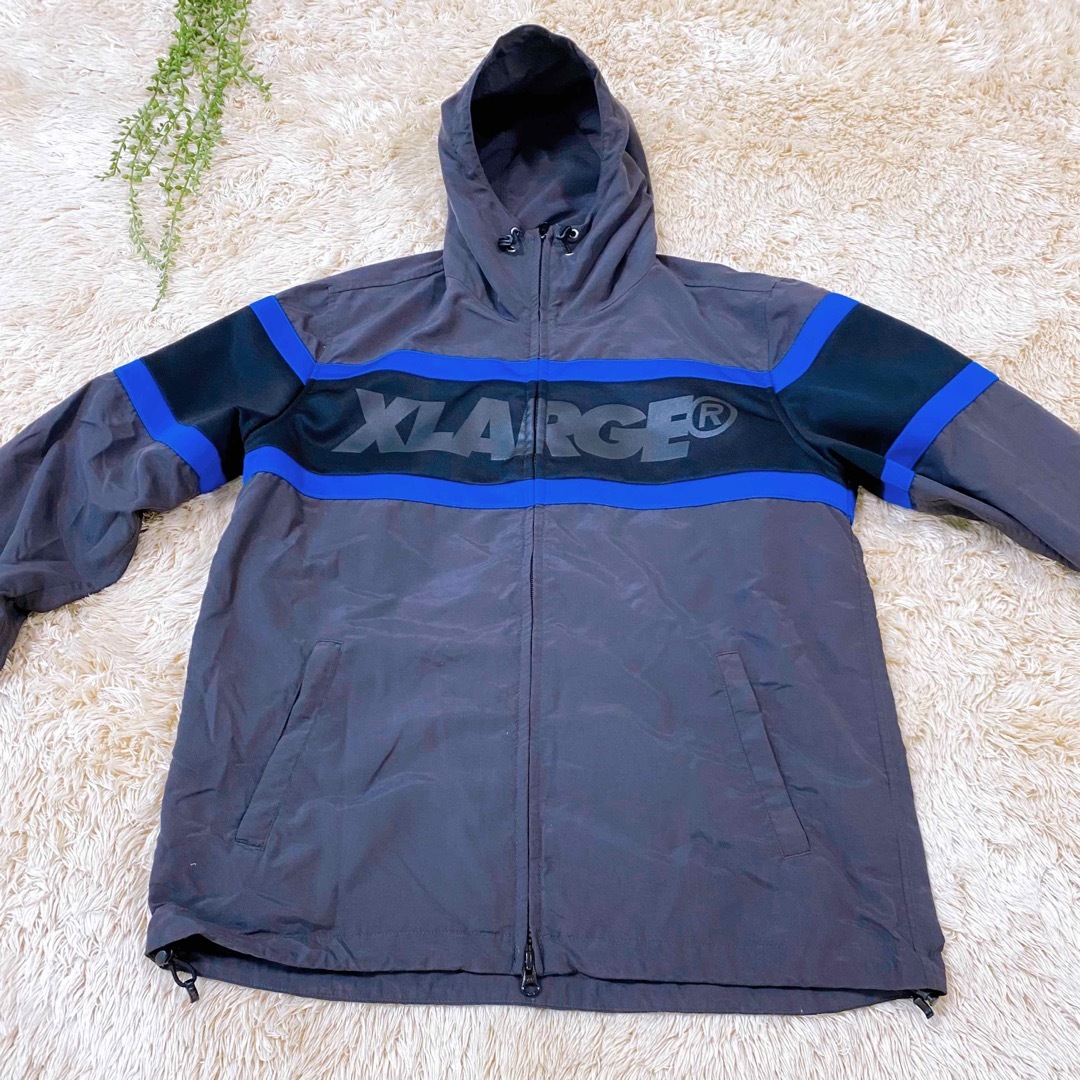 XLARGE(エクストララージ)のXLARGE エクストララージ　ナイロン　ジャンパー　フルジップ　ダークグレー メンズのジャケット/アウター(ナイロンジャケット)の商品写真