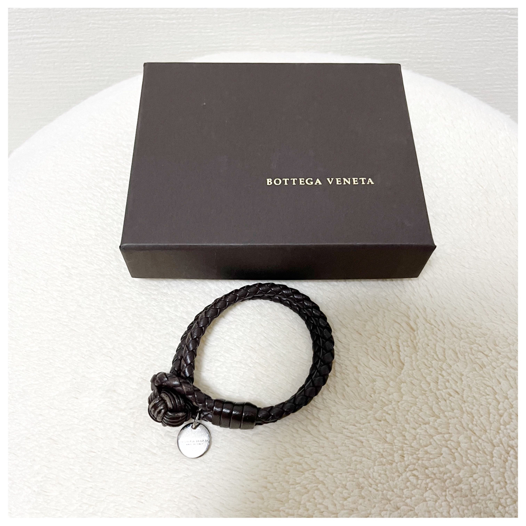 BOTTEGA VENETA ブレスレット　2連　レザー　ブラウン　メンズ