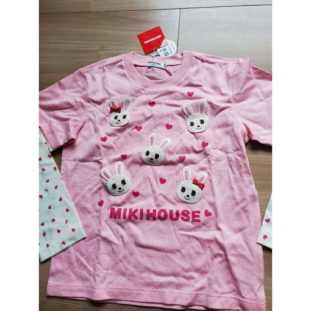 新品未使用タグ付き☆ミキハウス　うさこお顔いっぱい重ね着風長袖Tシャツ