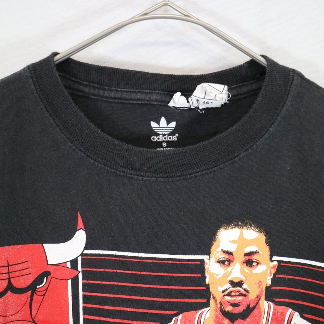 adidas アディダス NBA シカゴ ブルズ 半袖Ｔシャツ デリックローズ バスケ ブラック (メンズ S) 中古 古着 N8548