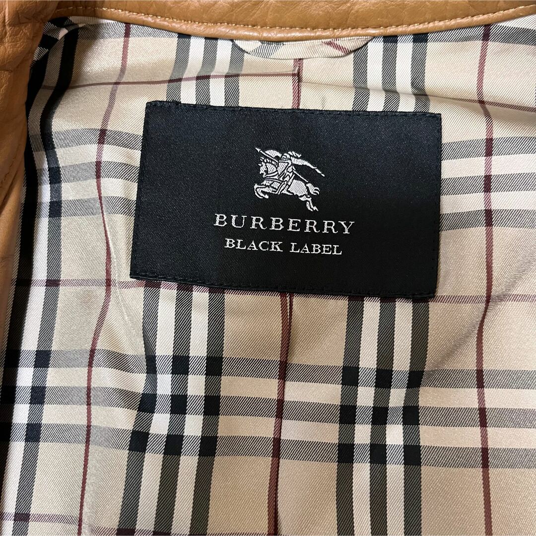 BURBERRY BLACK LABEL(バーバリーブラックレーベル)の本革 バーバリーブラックレーベル レザー コート ノバチェック ステンカラ 総柄 メンズのジャケット/アウター(ステンカラーコート)の商品写真