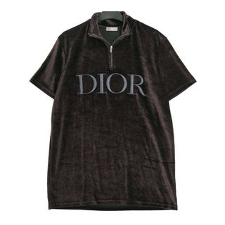 ディオール(Dior)のディオール ロゴ 刺繍 テクニカル ハーフジップ Tシャツ 943J654A0585 メンズ ブラック系 Dior 【中古】 【アパレル・小物】(Tシャツ/カットソー(半袖/袖なし))