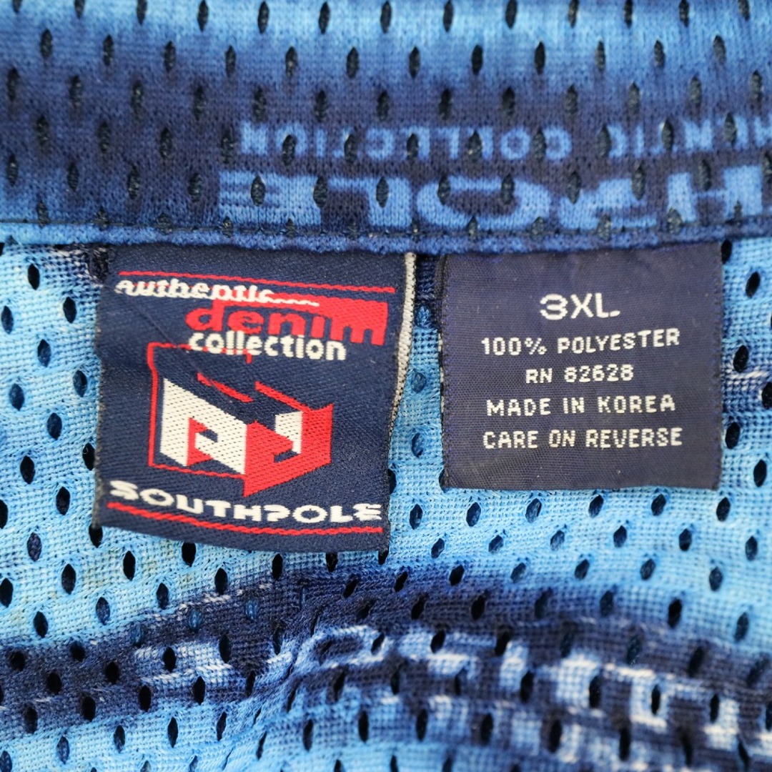 SALE/ 90年代 SOUTHPOLE メッシュオープンカラーシャツ 半袖 総柄 大きいサイズ ポリエステル ブルー (メンズ 3XL)   N8687 9