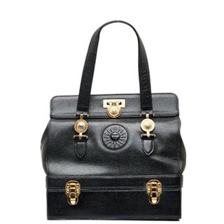 【限定価格】VERSACE ヴェルサーチ 2WAY フェンディ コラボ FENDACE フェンダーチェ ハンドバッグ トートバッグ メデューサ A4対応 肩掛け 鞄 かばん 7VA558 キャンバス    ブラック 黒 ゴールド ゴールド金具 レディース 定番【品】