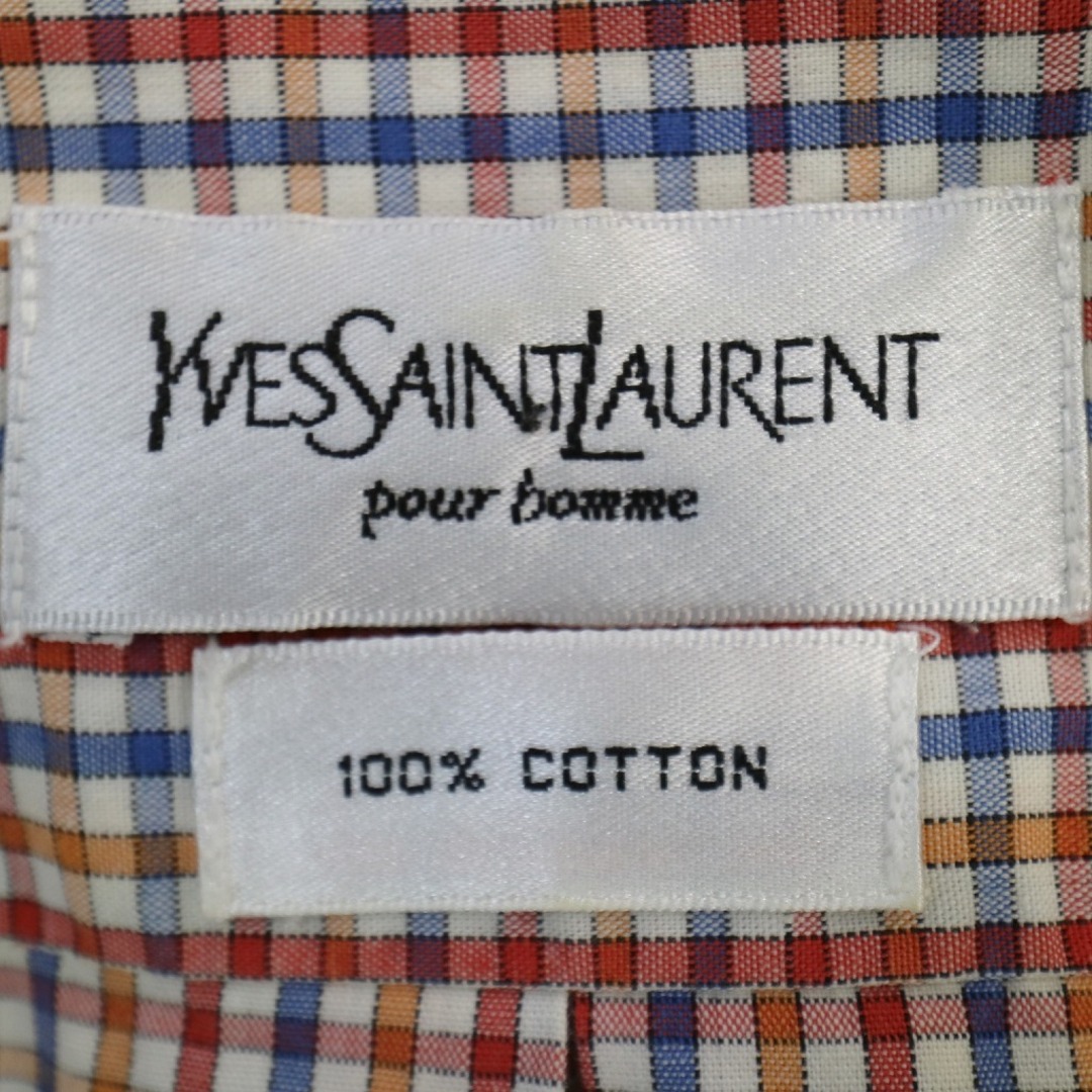 Yves Saint Laurent(イヴサンローラン)の90年代 YVES SAINT LAURENT イヴ サンローラン 長袖シャツ ユーロ ピンチェック マルチカラー (メンズ XL) 中古 古着 N8723 メンズのトップス(シャツ)の商品写真