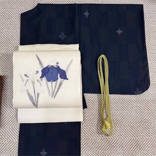 正絹　夏名古屋帯　透かし織　手描き　名古屋帯　美しい帯　一部ラメ糸使用