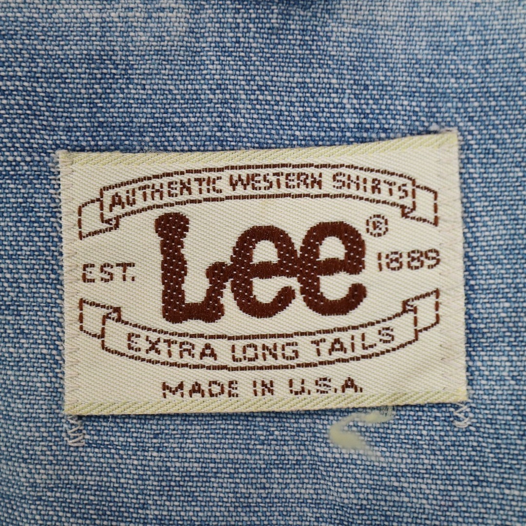 SALE/ 70年代 USA製 Lee リー ウェスタンシャツ 長袖 アメカジ コットン ブルー (メンズ L相当)   N8733