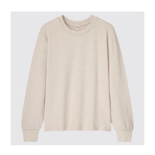 ユニクロ(UNIQLO)の【ユニクロ】ソフトニットパフスリーブクルーネックT【ベージュ】(カットソー(長袖/七分))