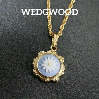 ウェッジウッド(WEDGWOOD)の【匿名配送】 ウェッジウッド ネックレス ゴールド カメオ 水色 花(ネックレス)