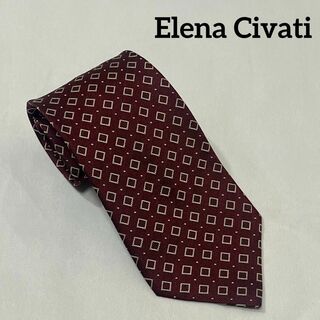 Elena Civati 総柄ネクタイ　シルク　日本製　ビジネス　スーツ　紳士服(ネクタイ)
