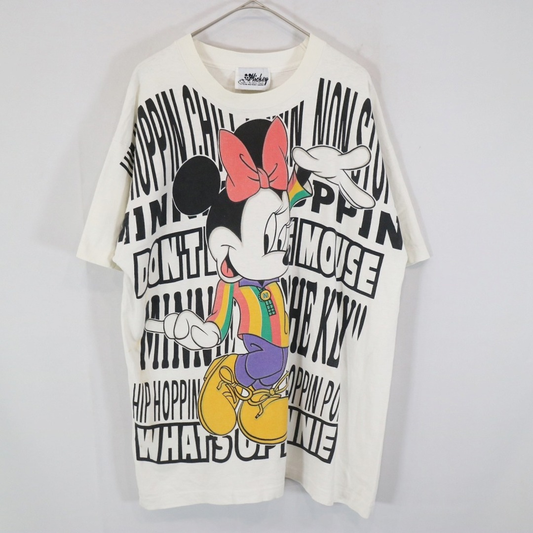 SALE/ 90年代 USA製 Disney ディズニー ミニー 半袖Ｔシャツ シングルステッチ 大判プリント ホワイト (メンズ XL相当) 中古  古着 N8817 | フリマアプリ ラクマ