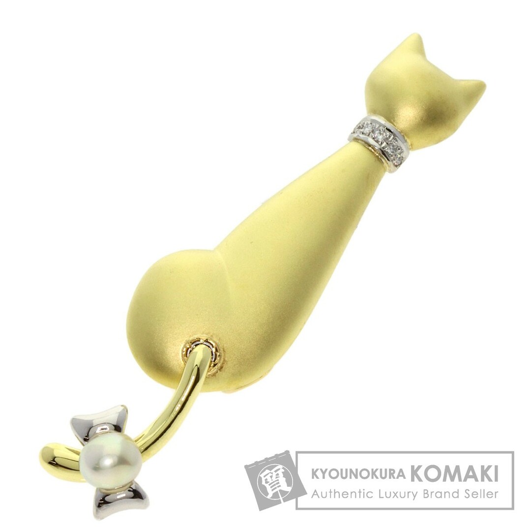 SELECT JEWELRY パール ダイヤモンド 猫 CAT ブローチ K18YG PT900 レディース