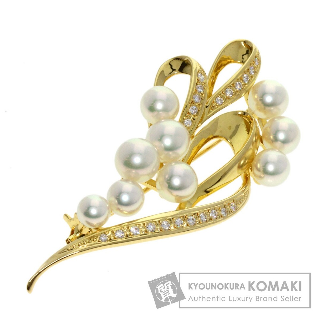 MIKIMOTO パール 真珠 ダイヤモンド ブローチ K18YG レディース