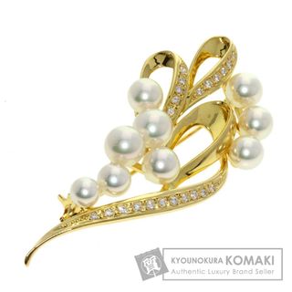 ミキモト(MIKIMOTO)のMIKIMOTO パール 真珠 ダイヤモンド ブローチ K18YG レディース(ブローチ/コサージュ)