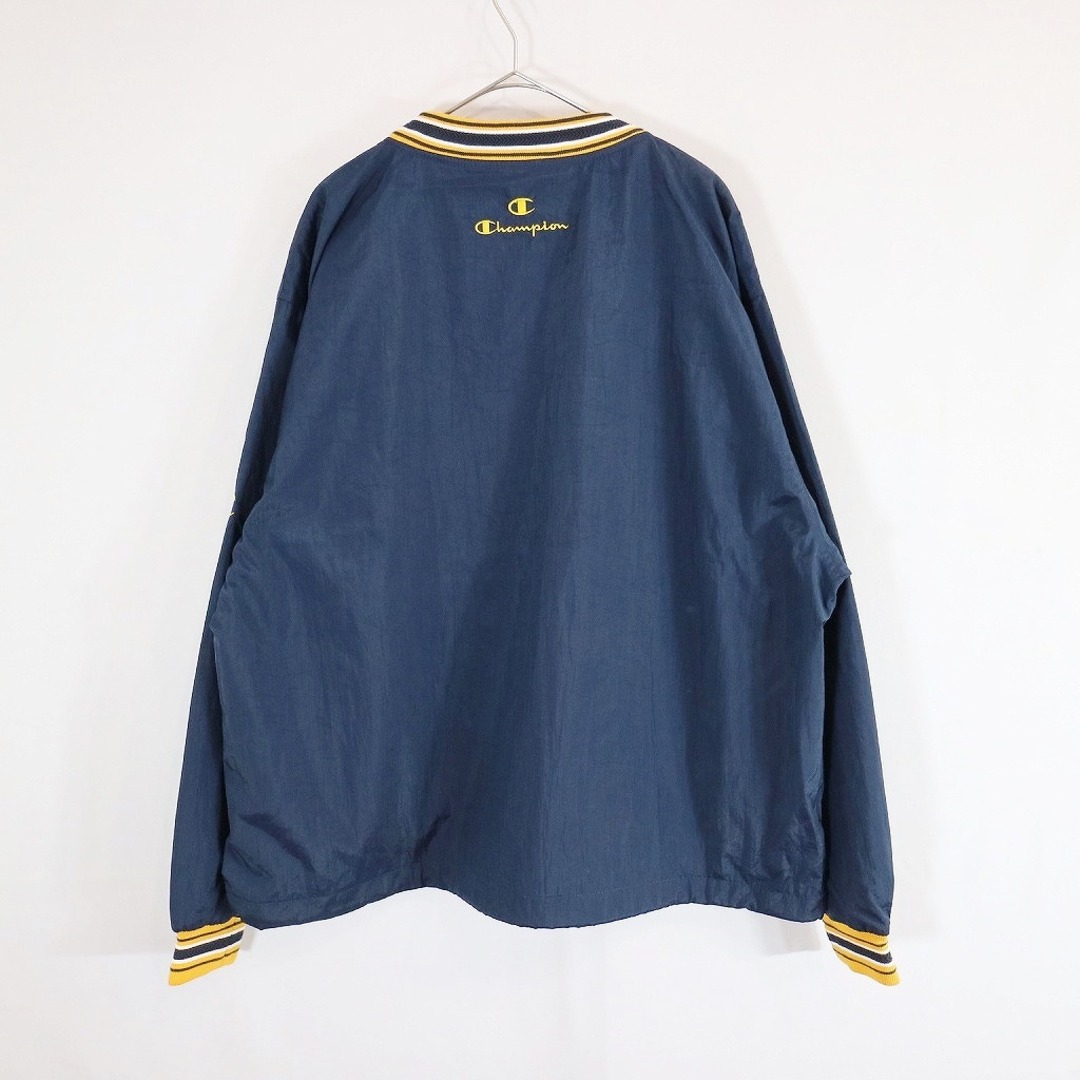 SALE/ 90年代 Champion チャンピオン ナイロンプルオーバージャケット 刺繍 ネイビー (メンズ L) 中古 古着 N8888 SALE/ 90年代 Champion チャンピオン ナイロンプルオーバージャケット 刺繍 ネイビー (メンズ L) N8888