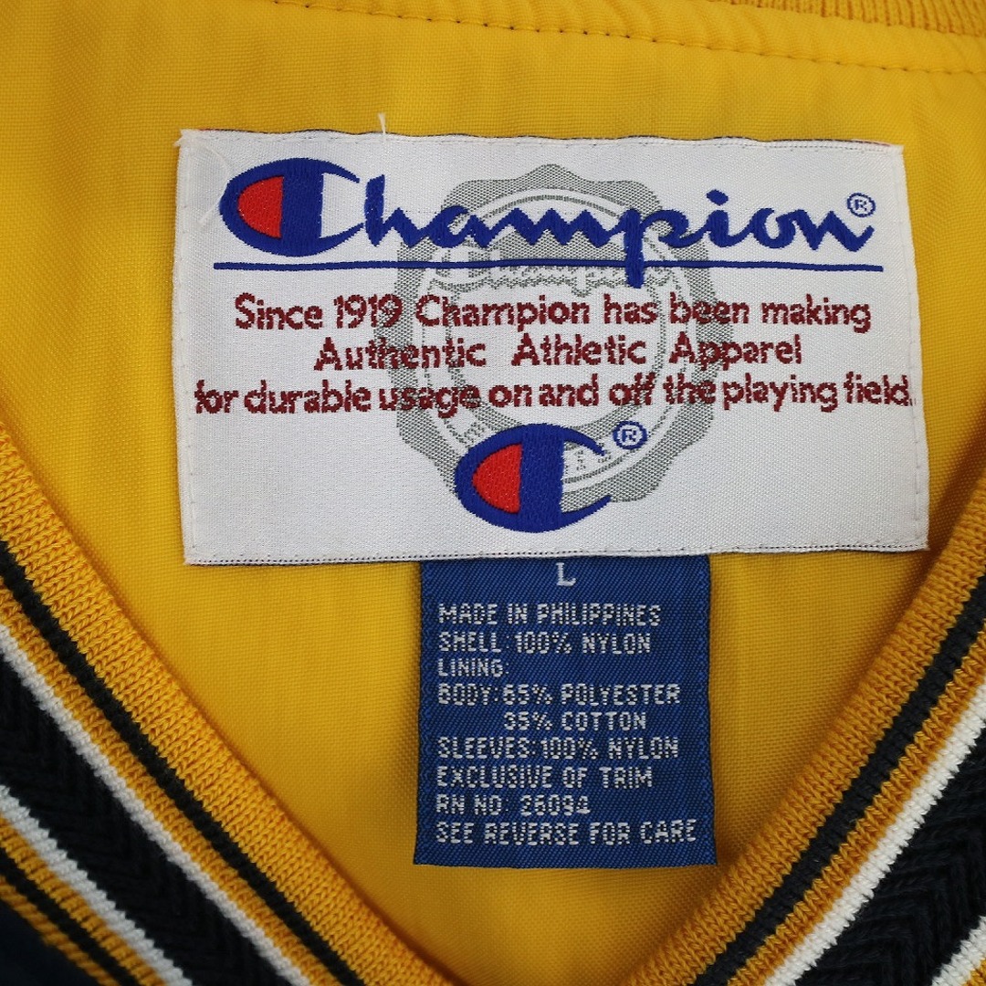 SALE/ 90年代 Champion チャンピオン ナイロンプルオーバージャケット 刺繍 ネイビー (メンズ L)   N8888