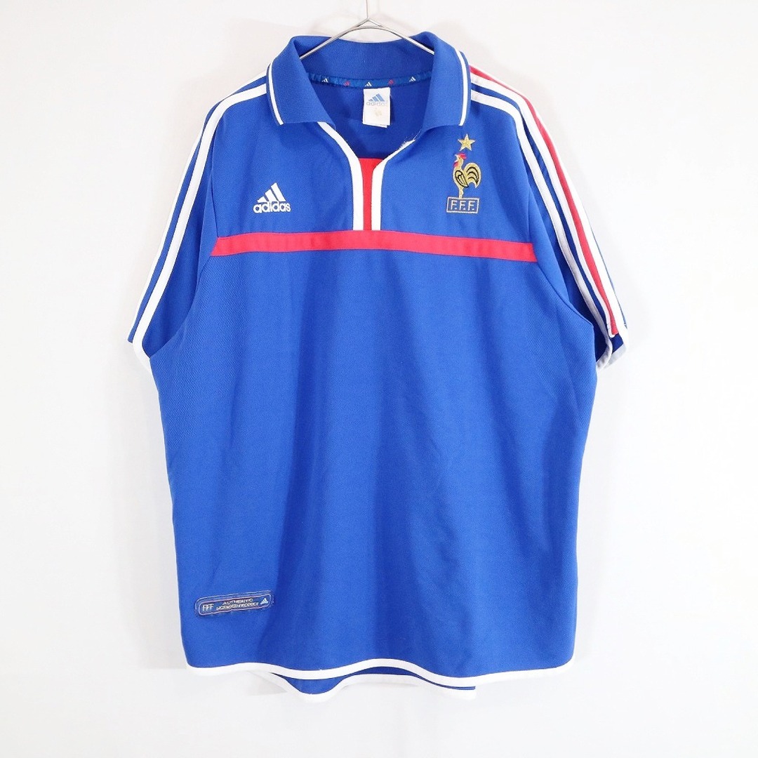 SALE/ 90年代 イタリア製 adidas アディダス F.F.F. フランスサッカー連盟 ユニフォーム ユーロ ブルー (メンズ L)   N8898