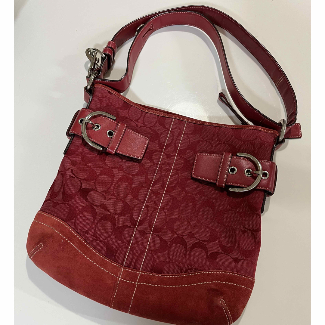 COACH シグネチャー ショルダー赤 | フリマアプリ ラクマ