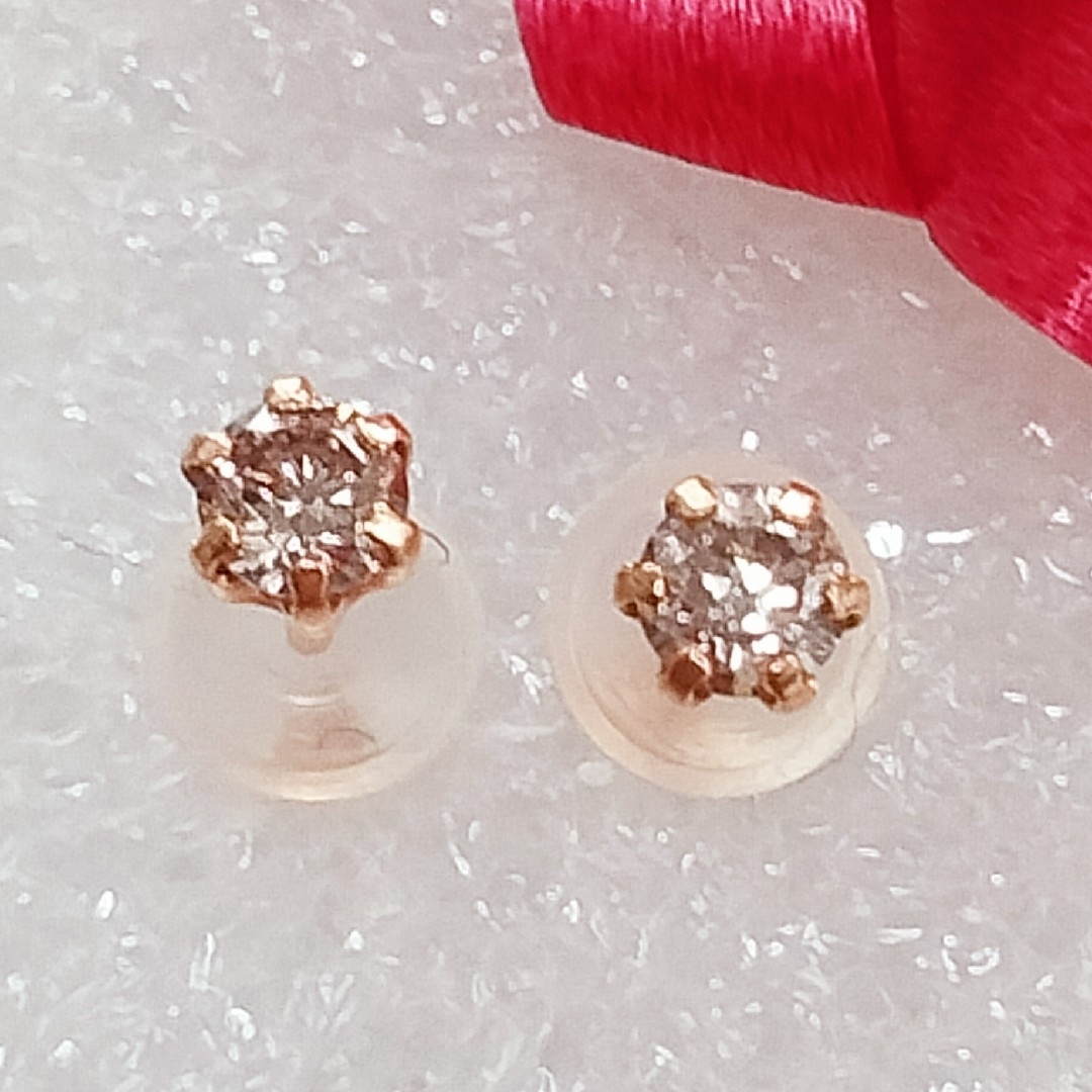 新品Ｋ18ピンクゴールド天然ピンクダイヤモンド????ピアス 計0.16CT