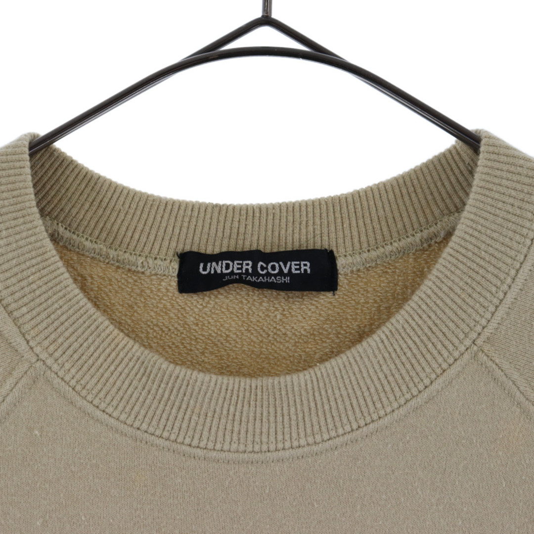 UNDERCOVER アンダーカバー 96SS UNDER THE COVER期 ドクロ期 ラグランクロスプリントクルーネックスウェットシャツ スカルプリント半袖スウェット アーカイブ ベージュ/ホワイト 3