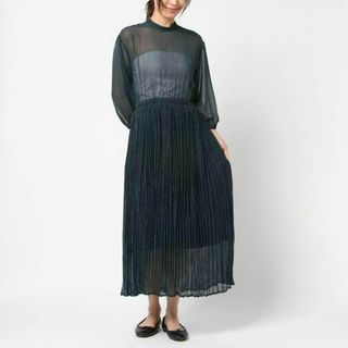 ビューティアンドユースユナイテッドアローズ(BEAUTY&YOUTH UNITED ARROWS)の【美品】BEAUTY & YOUTH シースルー ドット柄 ロングワンピース(ロングワンピース/マキシワンピース)