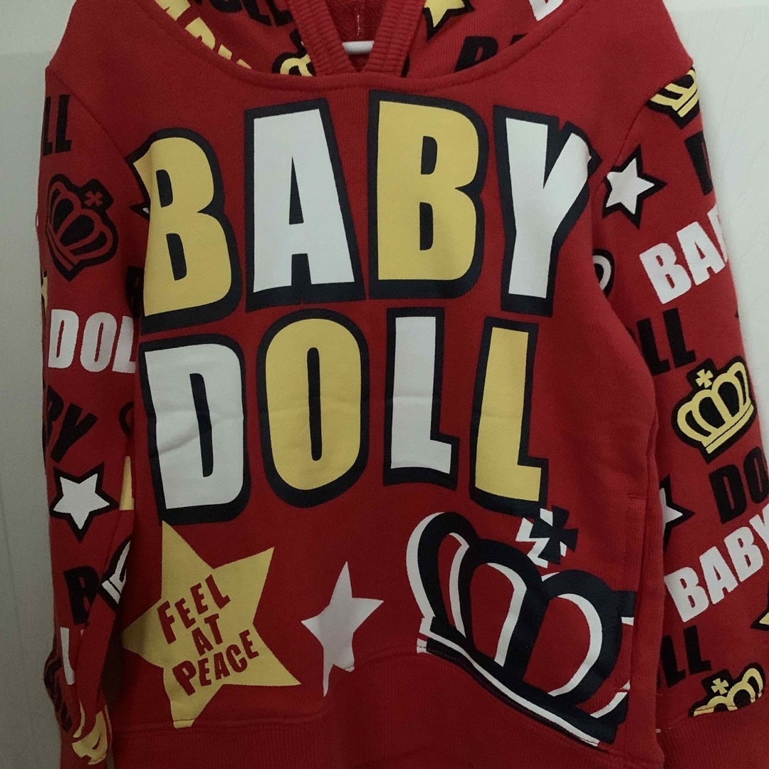 BABYDOLL(ベビードール)のベビードール　レッド　パーカー　トレーナー　サイズ100 キッズ/ベビー/マタニティのキッズ服男の子用(90cm~)(Tシャツ/カットソー)の商品写真