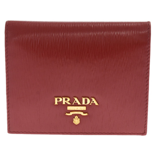 プラダ(PRADA)のPRADA プラダ サフィーノレザー コンパクトウォレット レッド 1MV204(折り財布)