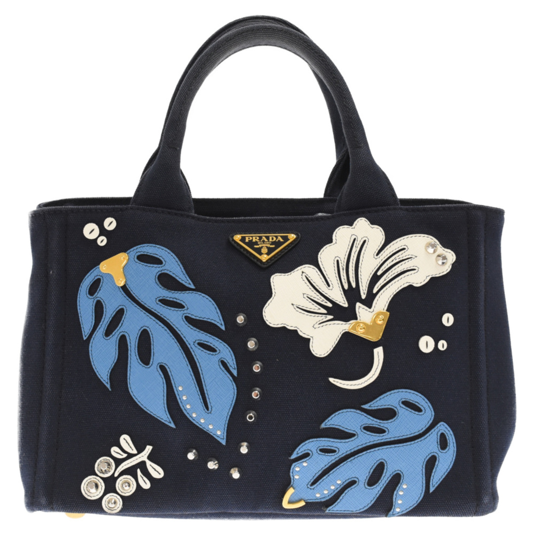 PRADAプラダ CANAPAカナパ ハンドデニムトートバッグ キャンバスブルー-