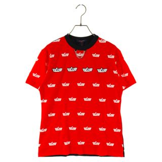 ルイヴィトン(LOUIS VUITTON)のLOUIS VUITTON ルイヴィトン 22SS ロゴ総柄 チェーン付Tシャツ レッド/ブラック RM221W HG5 FMTS01(Tシャツ/カットソー(半袖/袖なし))