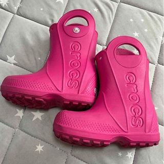 クロックス(crocs)のクロックス　長靴　レインシューズ　キッズ　ピンク　15cm C7サイズ(長靴/レインシューズ)