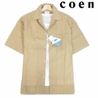 コーエン(coen)の【coen/コーエン】吸水速乾機能 半袖パナマ レギュラーシャツ・ベージュ系・M(シャツ)