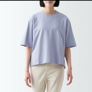 ムジルシリョウヒン(MUJI (無印良品))の【新品】無印良品 涼感 UVカット ワイド 半袖Tシャツ ラベンダー XXL(Tシャツ(半袖/袖なし))