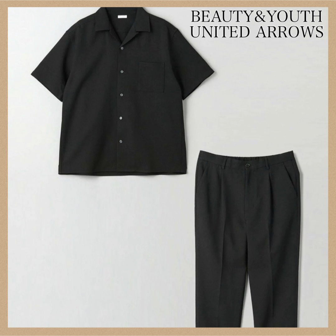 ユナイテッドアローズ オックスフォード オープンカラーシャツ&イージーパンツ 黒ややあり機能性