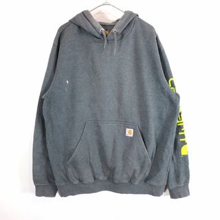 カーハート(carhartt)のSALE/ Carhartt カーハート 袖ロゴプリント パーカー ワンポイントロゴ グレー (メンズ L) 中古 古着 N9160(パーカー)