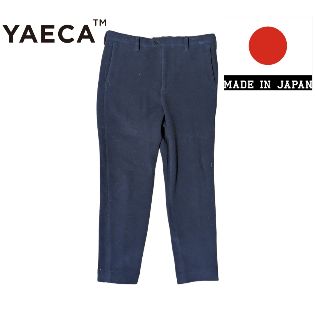 YAECA ネイビー ウール スラックス ワイドパンツ