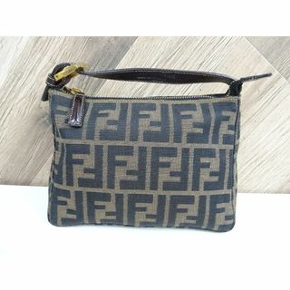 フェンディ(FENDI)のM宇003 / FENDI ズッカ柄 ポーチ ミニハンドバッグ キャンバス レザ(ポーチ)