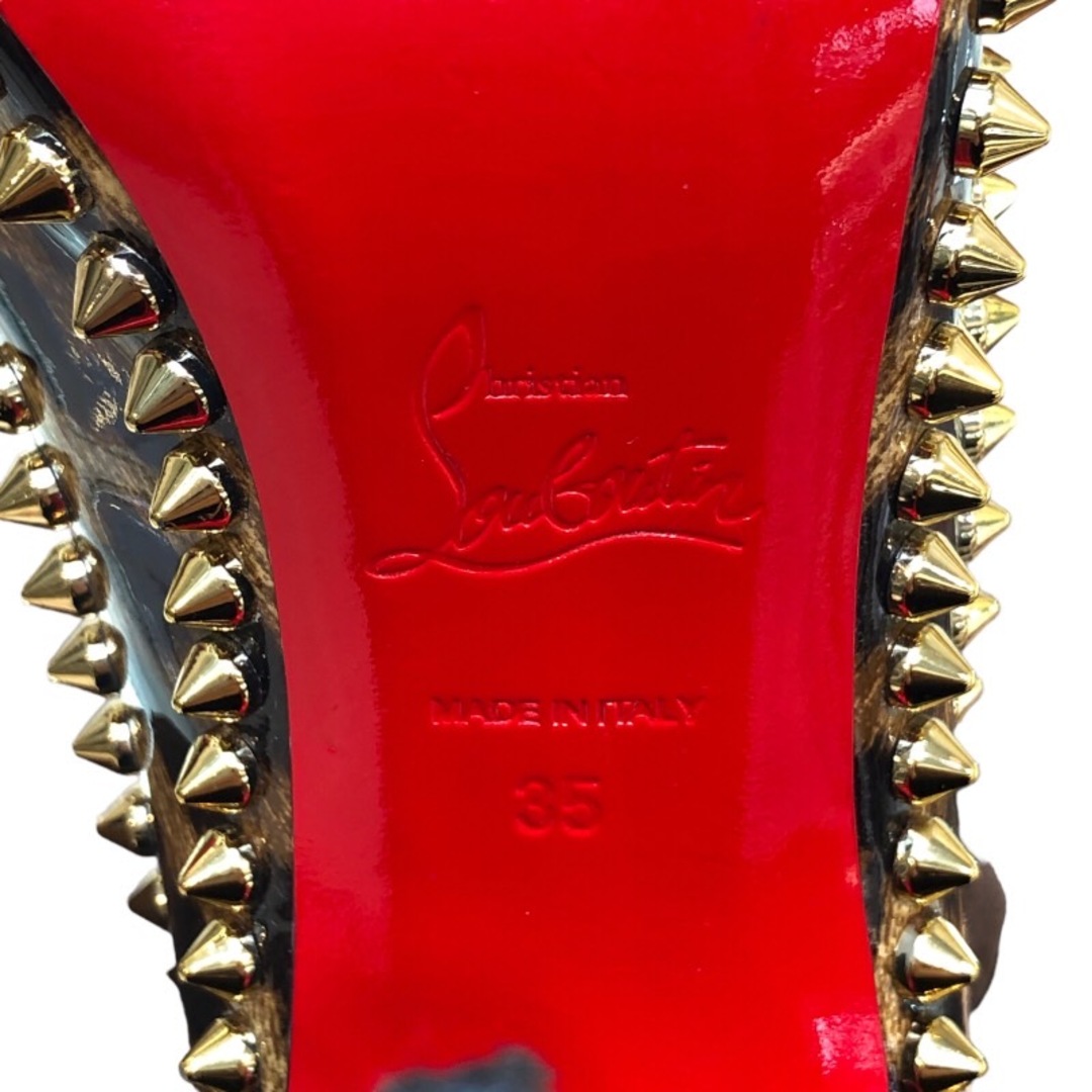 クリスチャン・ルブタン Christian louboutin スパイクスタッズレオパード柄パンプス レオパード×レッド エナメル レディース ドレスシューズ