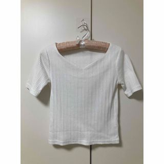 ジーユー(GU)のGU リブハートネックコンパクトT(Tシャツ(半袖/袖なし))