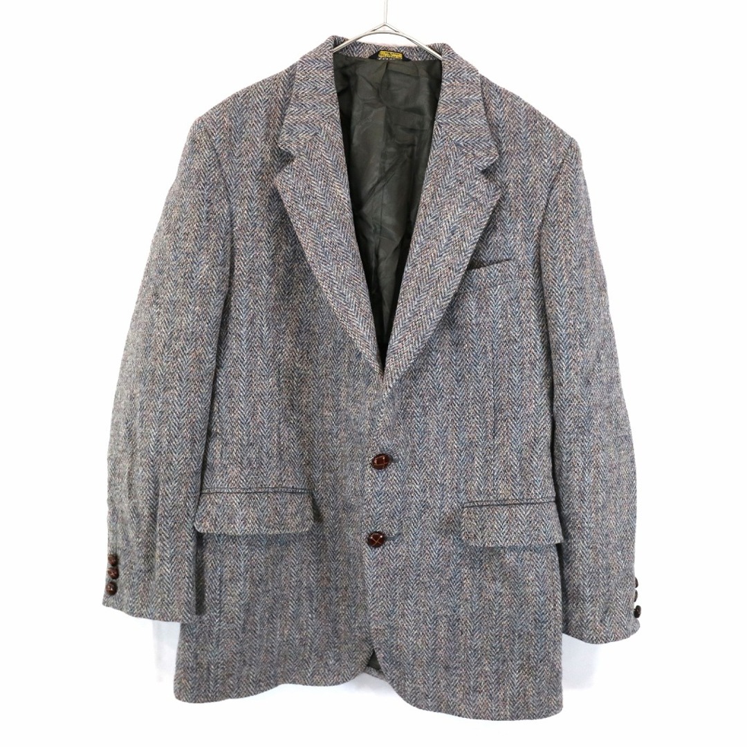 90年代 USA製 Harris Tweed ハリスツイード テーラードジャケット フォーマル ヘリンボーン グレー (メンズ Mサイズ相当)   N9262約61cm