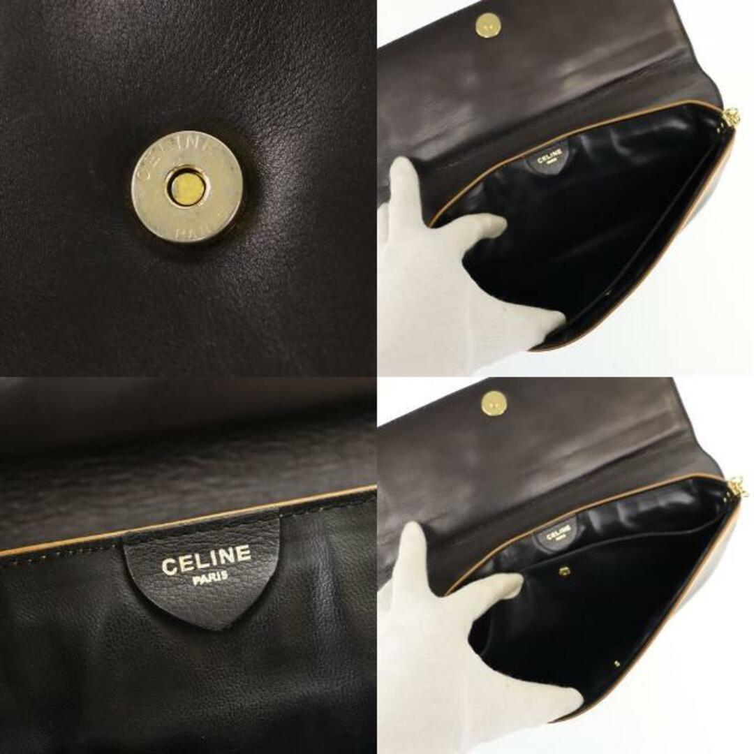 セリーヌ クラッチバッグ  レザー ブラック ゴールド金具 CELINE  | ヴィンテージ セカンドバッグ ブランド シンプル 黒色 レディース ファッション 小物 ランクB