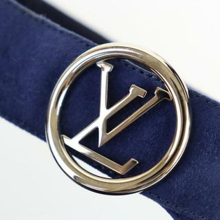 ルイヴィトン サンダル サイズ37 1/2 日本サイズ約24cm スエード ネイビー シルバー金具 LOUIS VUITTON | ブランド 靴 ウェッジソール ヒール レディース 青 女性ファッション ABランク