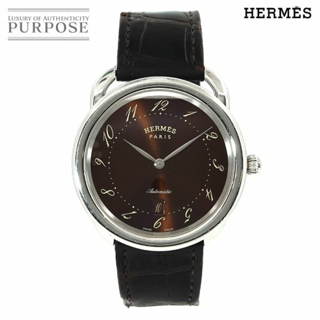 エルメス HERMES アルソー AR4 810 メンズ 腕時計 デイト ブラウン 文字盤 オートマ 自動巻き ウォッチ VLP 90202667